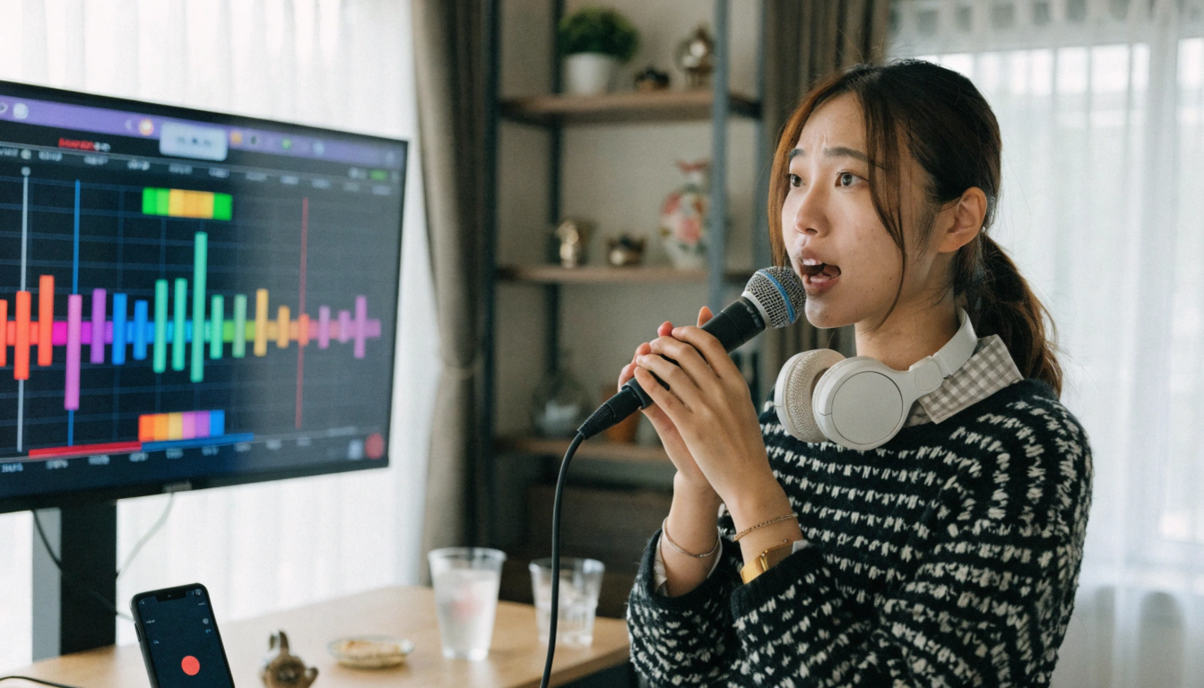 明るい色調のカラオケボックスの室内。